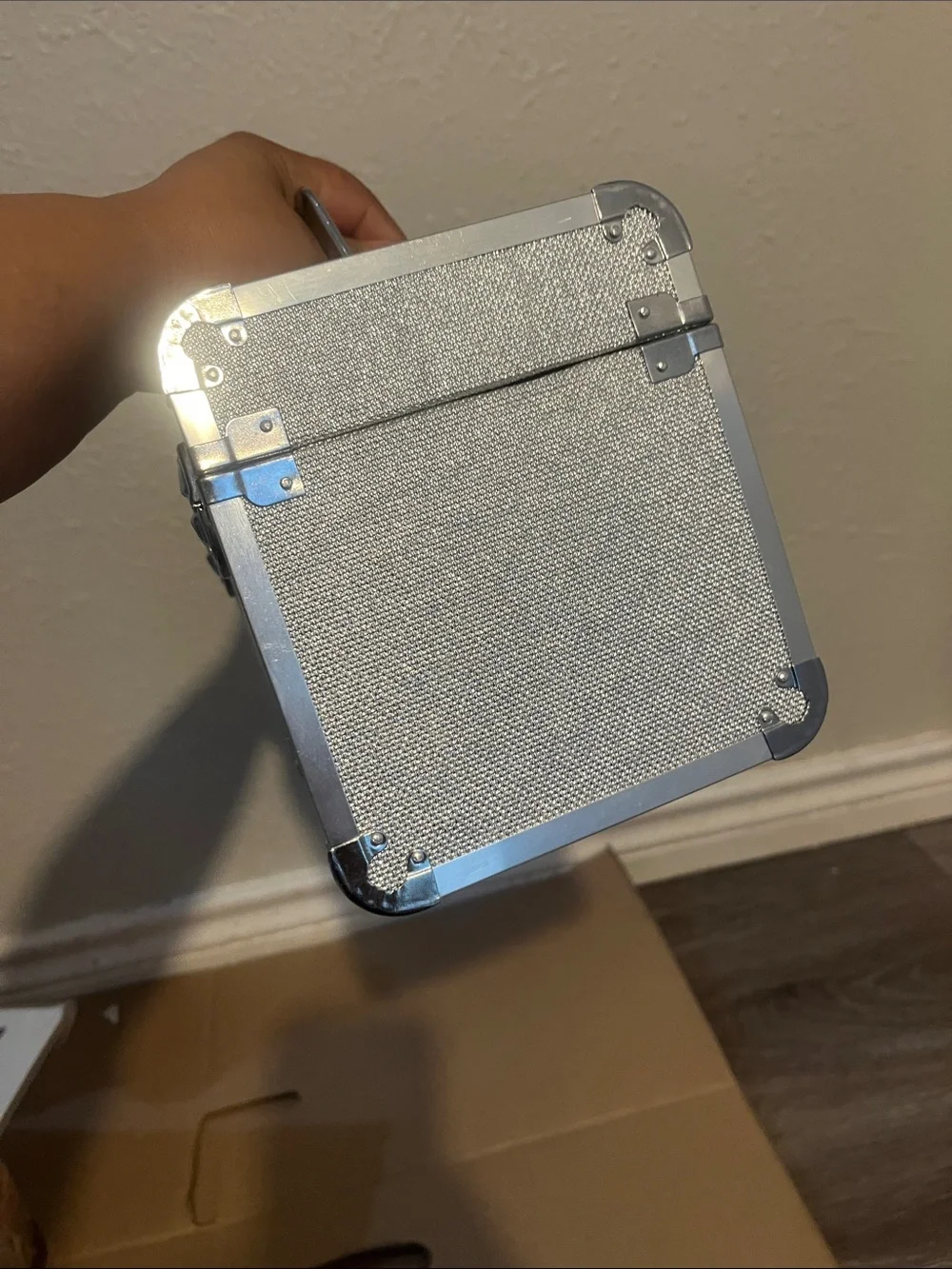 Silver Portable Storage Case with Handle